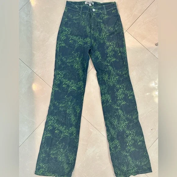 I.AM.GIA blue and green flared trendy pants - Picture 3 of 4